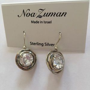 .925 Sterling Silver Leverback  CZ earrings